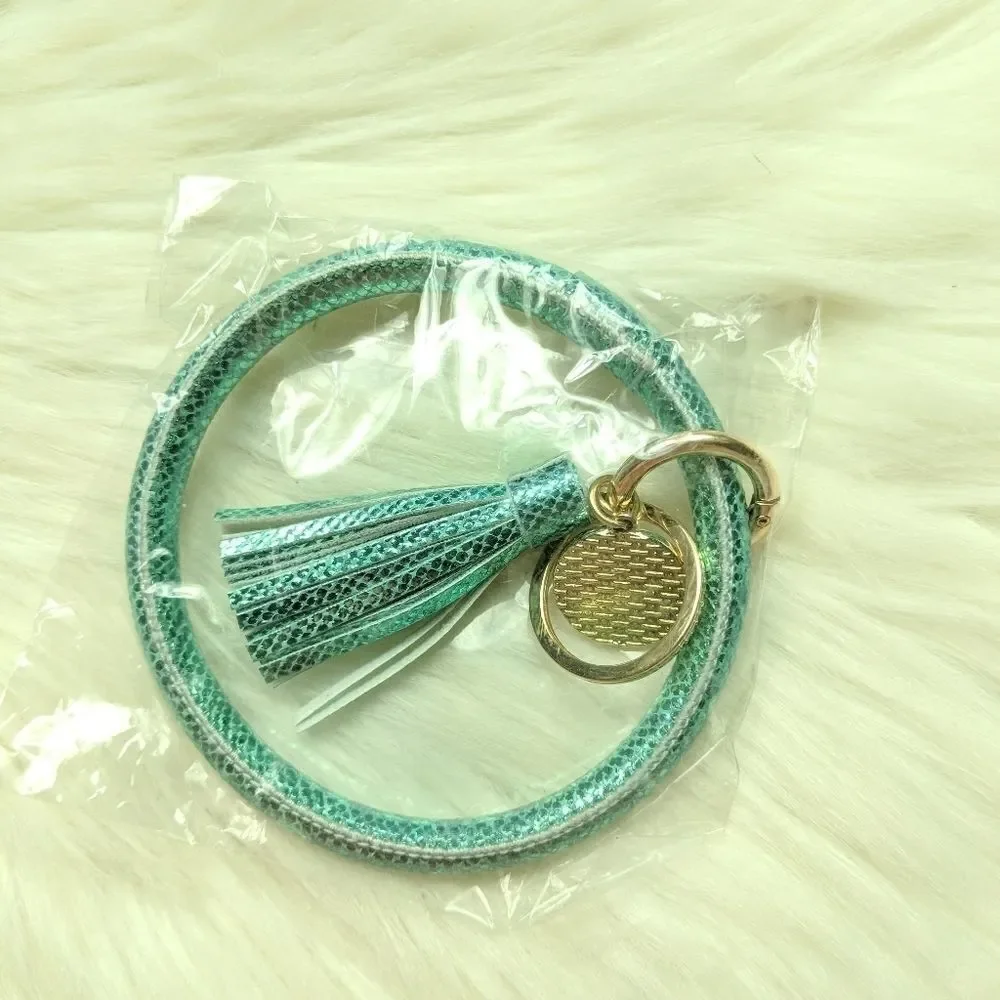 Wristlet bangle keychain bracelet tassel keyring
